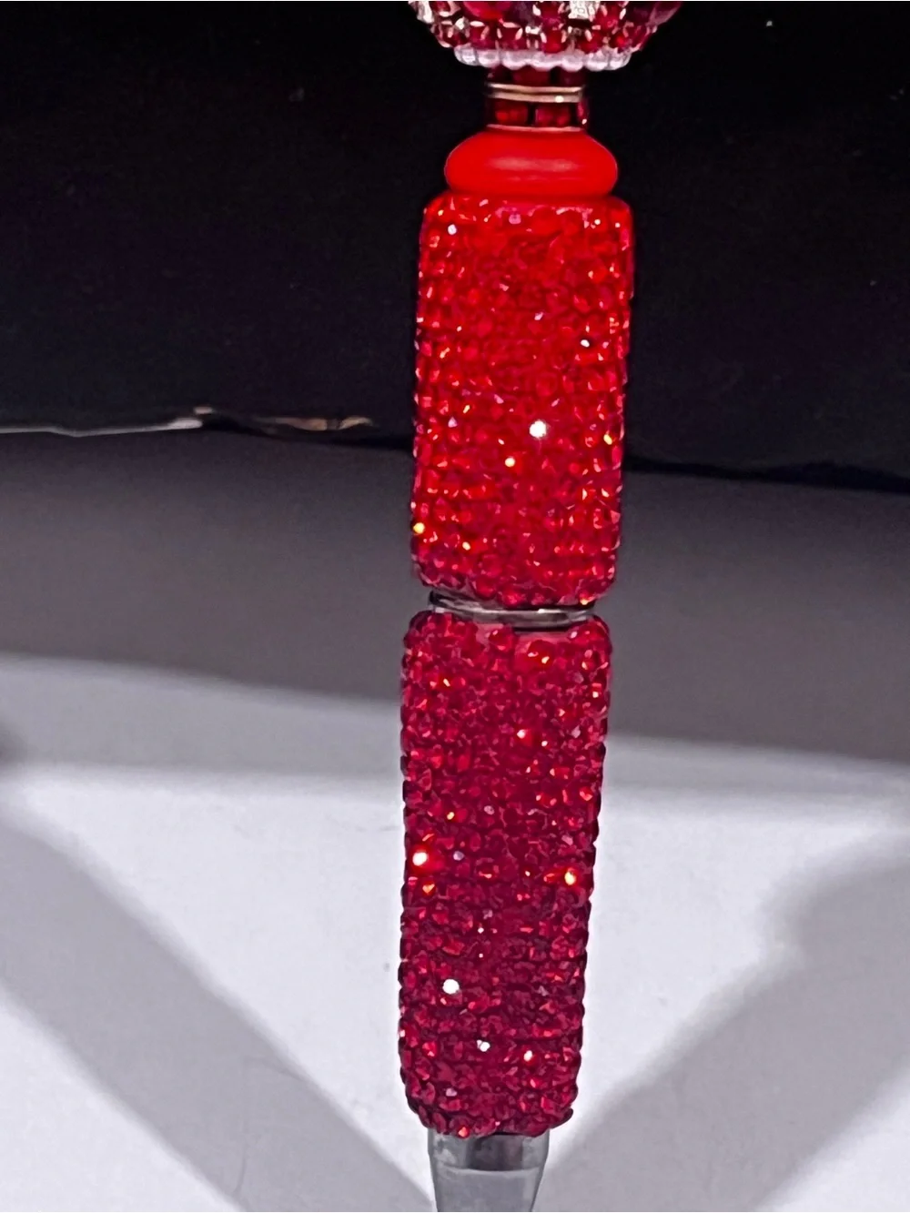 Designer inspired bright red monogram focal fancy beaded pen